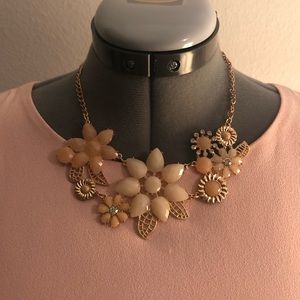 Blush and White Flower Statement Necklace